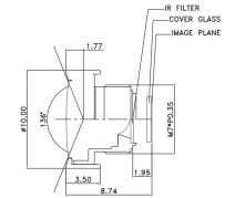 LS4128 with 1/4 chip focal length 1.02mm aperture F2.2 wide-angle 136 ° lens M7